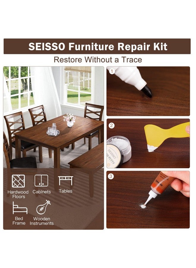 سيسو مجموعة إصلاح الأثاث الخشبي من SEISSO، حشوات خشبية، أقلام تلميع، معجون خشب وشمع خشب، إصلاح الثقوب والخدوش والشقوق، مجموعة من 20 قطعة - مجموعة إصلاح الأرضيات الخشبية للأبواب والأرضيات والطاولات والخزانات - Image 5
