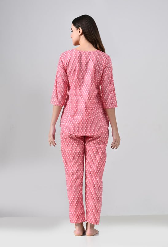 Ichaa Women's Printed Cotton Night Wear Top and Payjama Night Suit Set - Image 3