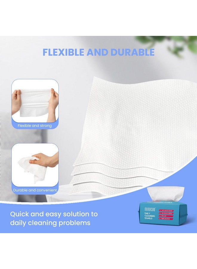 MIRUCOO 100 Sheet Daily Cleansing Towels Ultra Soft Dry Wipes For Sensitive Skin Disposable Facial Washcloths 100% Organic Viscose Makeup Remover Tissues (Pack Of 1) - Image 3