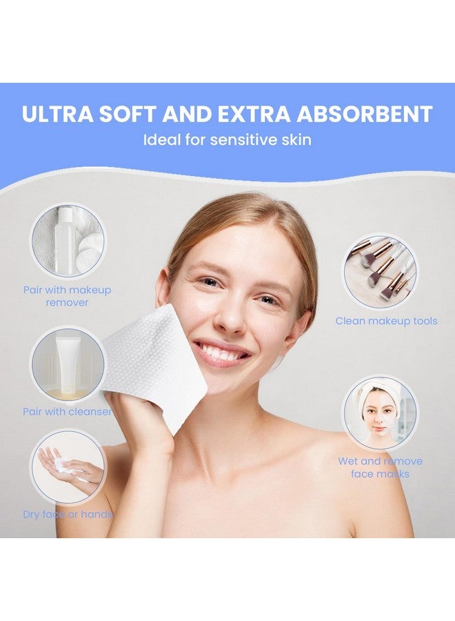 MIRUCOO 100 Sheet Daily Cleansing Towels Ultra Soft Dry Wipes For Sensitive Skin Disposable Facial Washcloths 100% Organic Viscose Makeup Remover Tissues (Pack Of 1) - Image 4