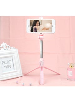 Tripod Integrated Selfie Stick Horizontal And Vertical Shooting Bluetooth Selfie Stick Tremolo Live Mobile Phone Bracket Spot-Color:XT10 Pink + Tripod
