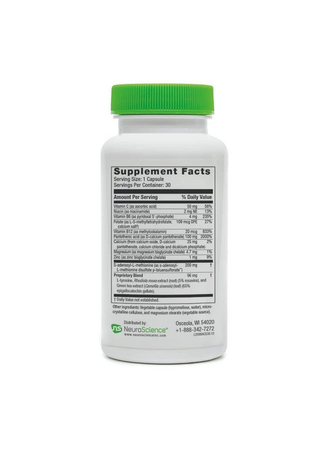NeuroScience Adrenal Support Supplements for Women & Men - AdreCor with Same - Help Combat Adrenal Fatigue & Promote Mood Support - with L Tyrosine + Activated Vitamin B6 & Vitamin B12 (30 Capsules) - Image 2