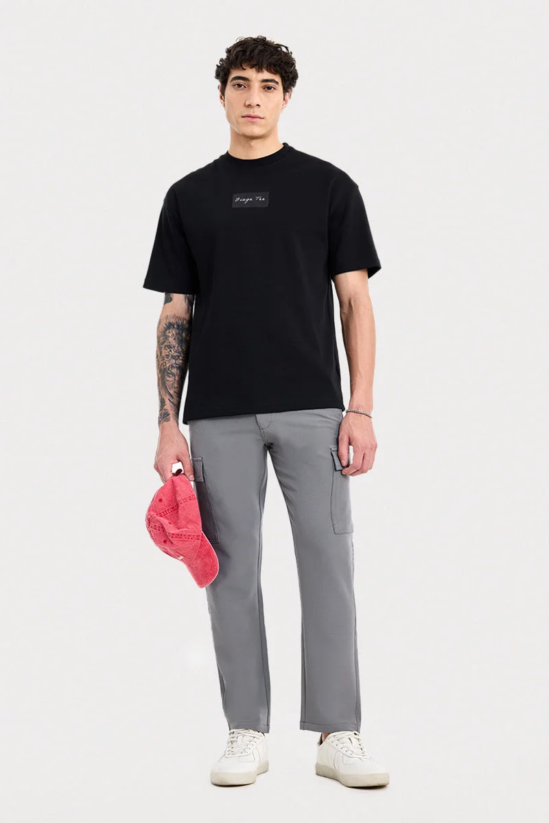 سنيتش Grey Solid Regular Fit Streetwear Cargo