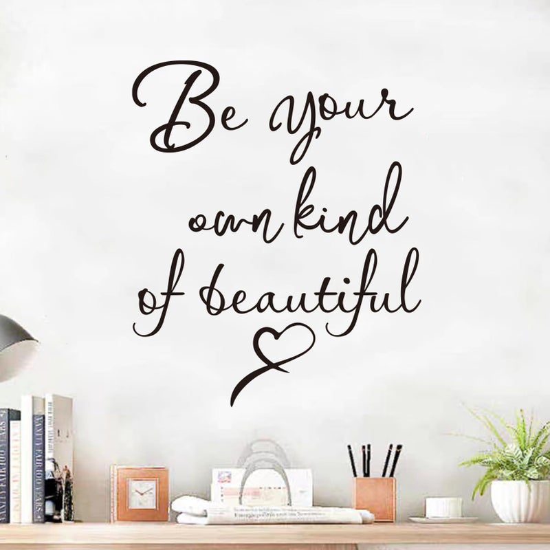 SEATUNE Inspirational Quotes Bedroom Wall Stickers: Women Beautiful Home Positive Vinyl Art Wall Decals - Living Room Bathroom Kitchen Family Wall Decor - Be Your Own Kind of Beatiful 15" X 18" - Image 1