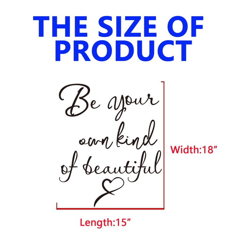 SEATUNE Inspirational Quotes Bedroom Wall Stickers: Women Beautiful Home Positive Vinyl Art Wall Decals - Living Room Bathroom Kitchen Family Wall Decor - Be Your Own Kind of Beatiful 15" X 18" - Image 3