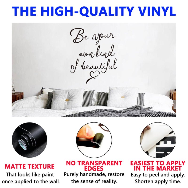 SEATUNE Inspirational Quotes Bedroom Wall Stickers: Women Beautiful Home Positive Vinyl Art Wall Decals - Living Room Bathroom Kitchen Family Wall Decor - Be Your Own Kind of Beatiful 15" X 18" - Image 2