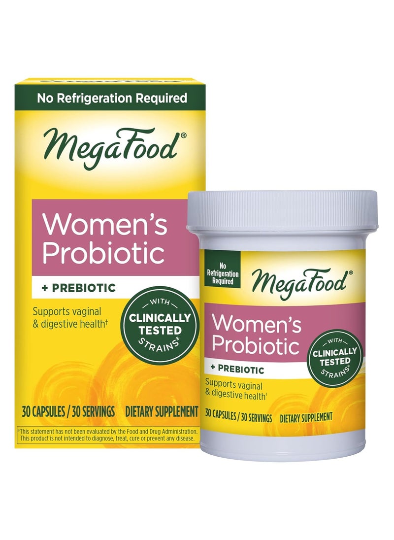 MegaFood MegaFood Womens Probiotic + Prebiotic - Gluten-Free Prebiotics and Probiotics for Women, Supports Digestive Health & Regularity, Vaginal Probiotics for Healthy pH Levels, Vegetarian - 30 capsules  - Image 1