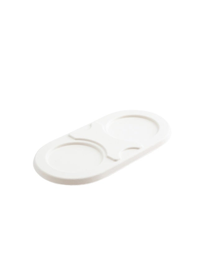 Restaurantware LIDS ONLY: Pulp Tek 9.8 x 4.9 Inch Lids For Take Out Containers, 100 Disposable Lids For Food Containers - Oval, White Bagasse Lids For Food Containers, Containers Sold Separately - Image 1