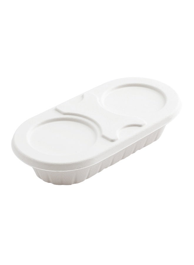 Restaurantware LIDS ONLY: Pulp Tek 9.8 x 4.9 Inch Lids For Take Out Containers, 100 Disposable Lids For Food Containers - Oval, White Bagasse Lids For Food Containers, Containers Sold Separately - Image 2