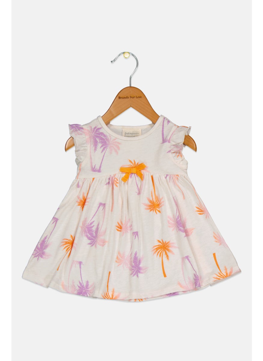 First Impressions Toddlers Girl Printed Dress, White Combo  - Image 1