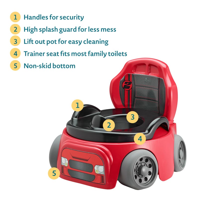 The First Years Training Wheels Racer Potty Training Toilet - Race Car Training Potty - Includes Detachable Toddler Toilet Seat and Kids Potty - Ages 18 Months and Up - Image 4