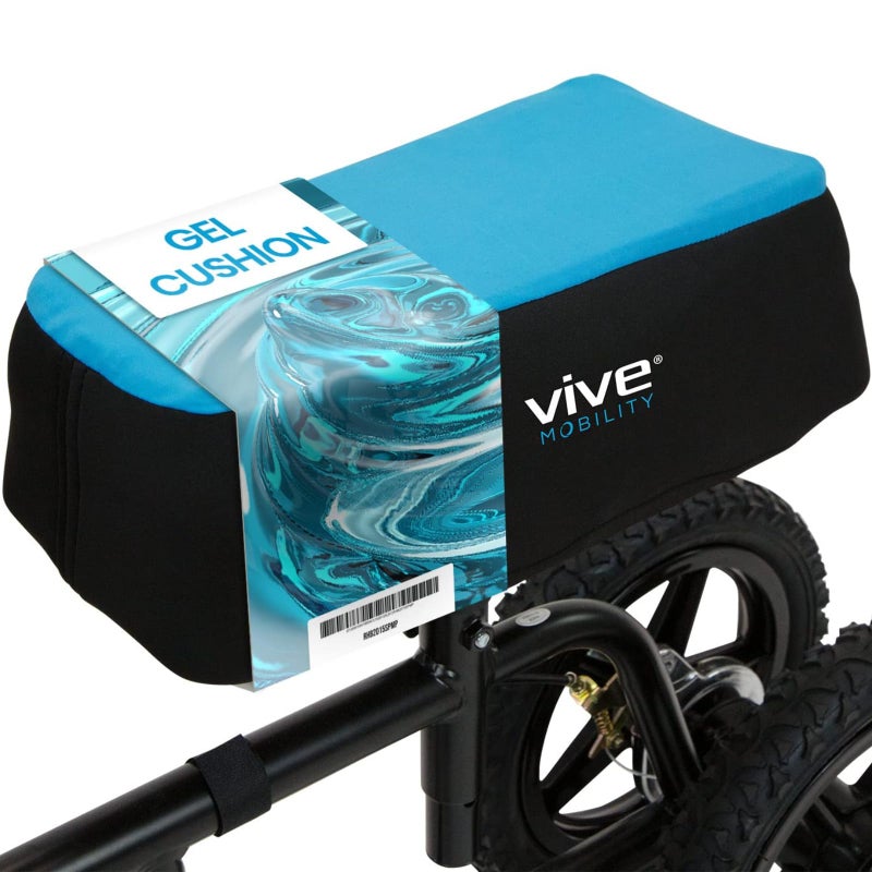 Vive Mobility Knee Walker Padded Gel Cover - Premium Comfort Gel Cushion, Accessory for Knee Scooters, Padded Accessories, Leg Cart Roller Improves Comfort During Injury, Fits Most Knee Trollys (Blue) - Image 1