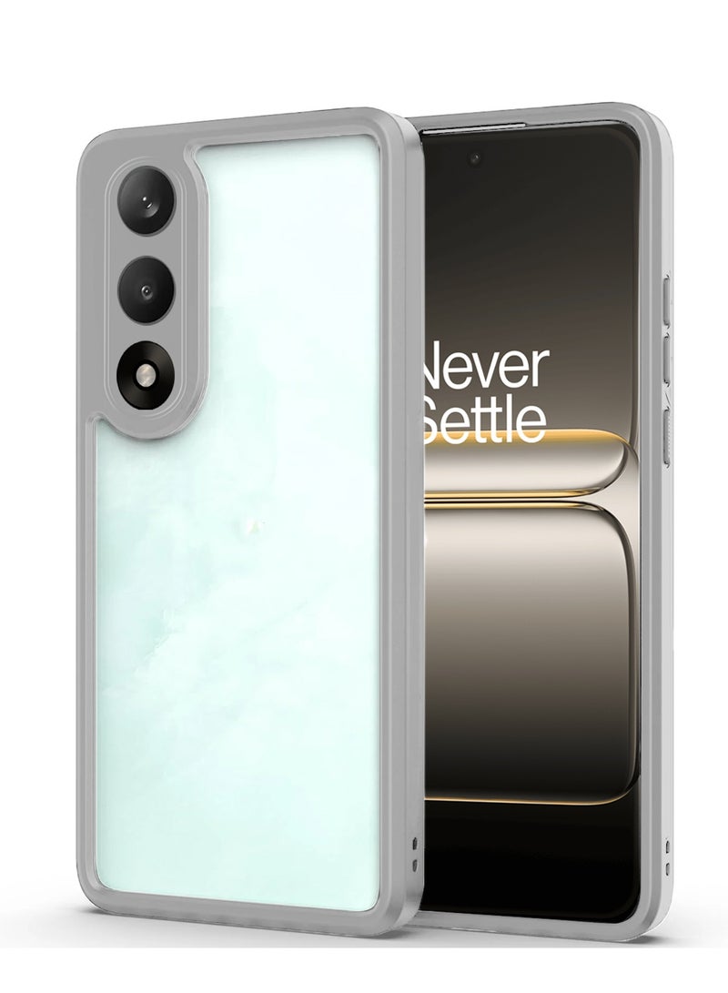 Wtech OnePlus Nord 5 / OnePlus Ace 5 Ultra 5G 2025 Hybrid TPU Silicone with Raised Armour Bumpers Slim Case Cover (MCAPSA) - Clear/Grey - Image 1