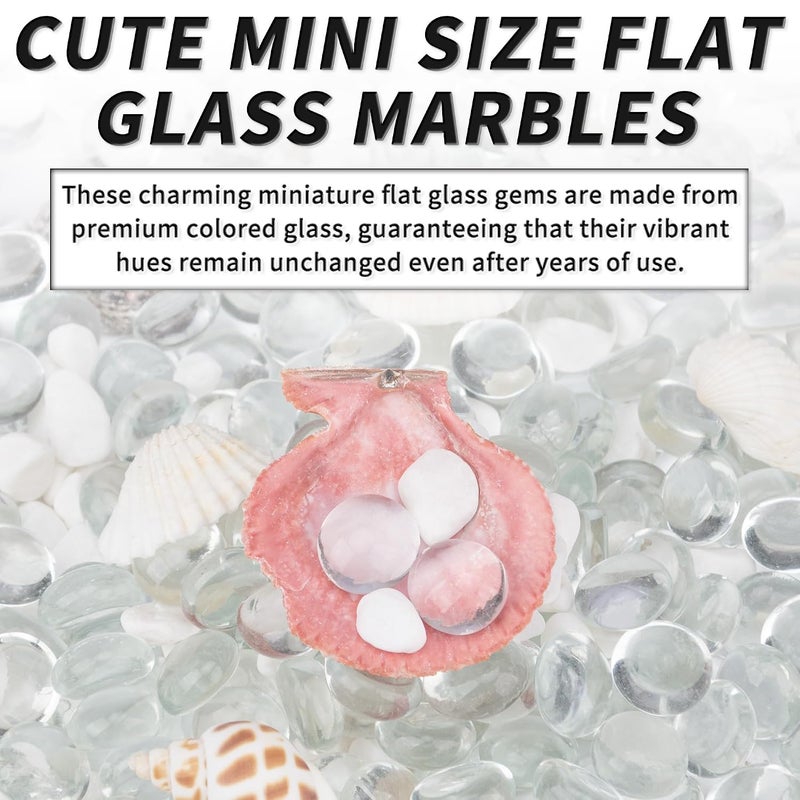 Foncomy 1 LB Clear Flat Glass Beads, 160-180PCS Small Glass Marbles, Mini Flat Round Pebbles for Vase Filler and Floral, Fish Tank Rocks Decorative Gemstones for Home and Aquarium Décor - Image 5
