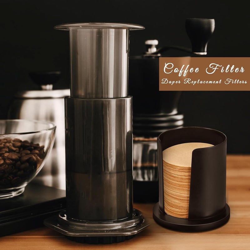 Outus 2 Pack 700 Count Coffee Filter Paper Replacement Filters with Filter Holder Round Disposable Paper Filters for DIY Coffee Compatible with the Aeropress Coffee and Espresso Maker (Brown) - Image 5