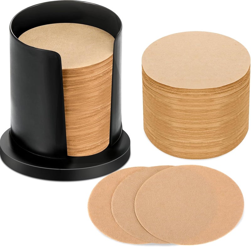 Outus 2 Pack 700 Count Coffee Filter Paper Replacement Filters with Filter Holder Round Disposable Paper Filters for DIY Coffee Compatible with the Aeropress Coffee and Espresso Maker (Brown) - Image 1