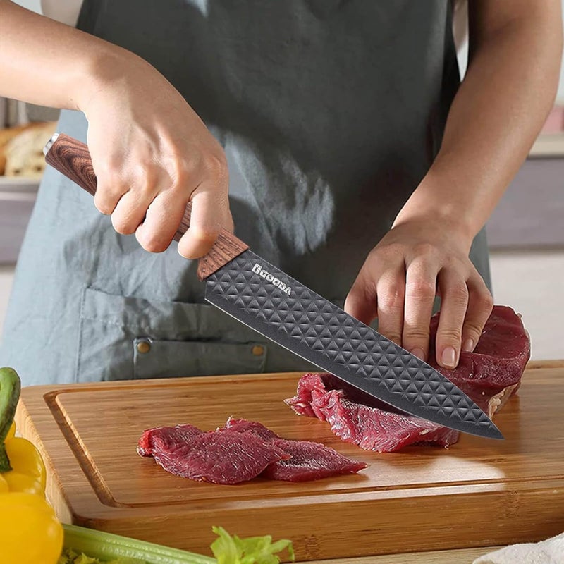 GOODA Kitchen Knife Set With Block,6-Piece Professional Chef Cooking Knives Set For Kitchen,Non-Stick Stainless Steel Knife Block Set - Image 4