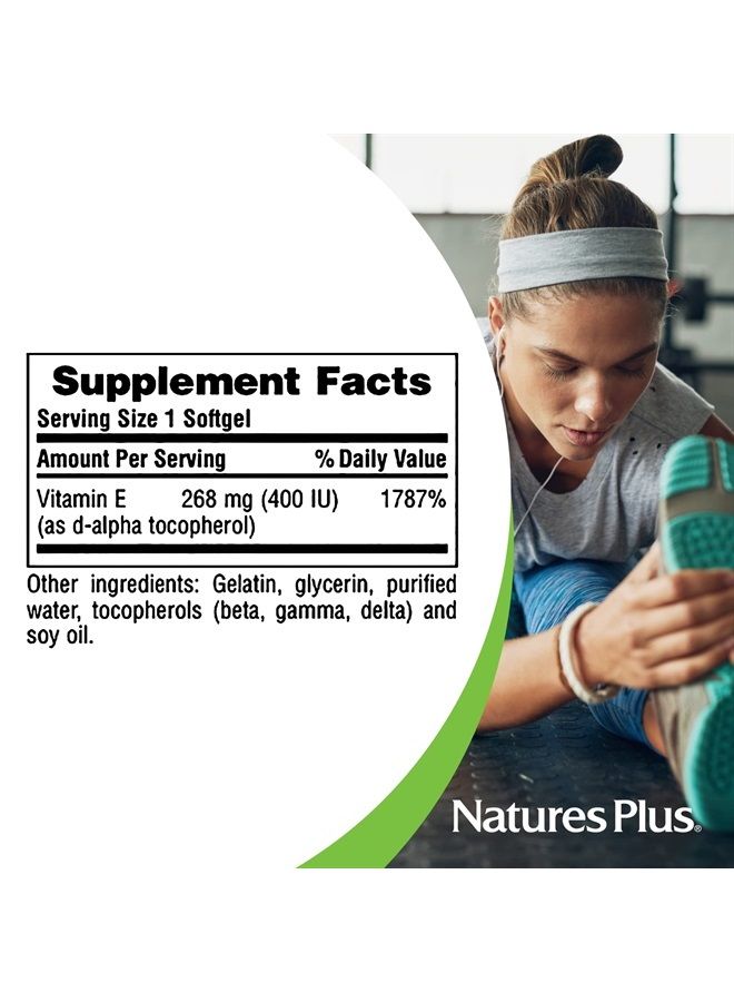 Nature's Plus فيتامين E من ناتشرز بلس - 400 وحدة دولية مختلطة من D-توكوفيرول، 60 كبسولة لينة - مكمل فيتامين E سهل البلع، مستخرج من زيت فول الصويا الطبيعي - دفاع ضد الجذور الحرة - خالي من الجلوتين - 60 حصة - Image 5