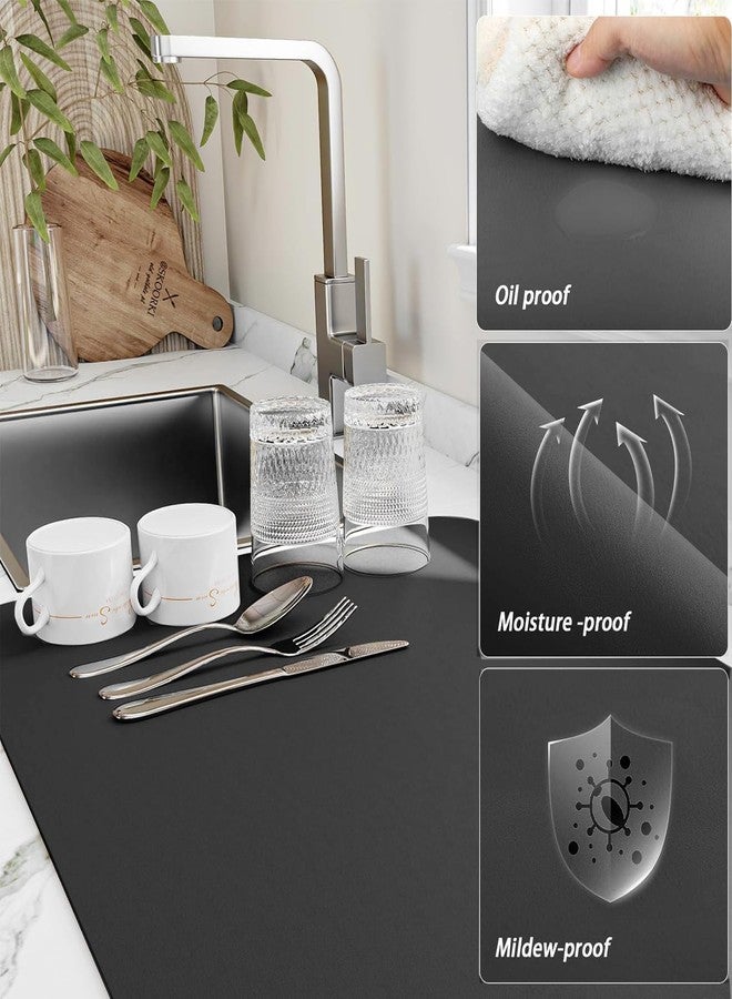NEXORA Dish Drying Mat for Kitchen Counter with PU Leather Surface and Rubber Backing 60*40 CM - Image 5