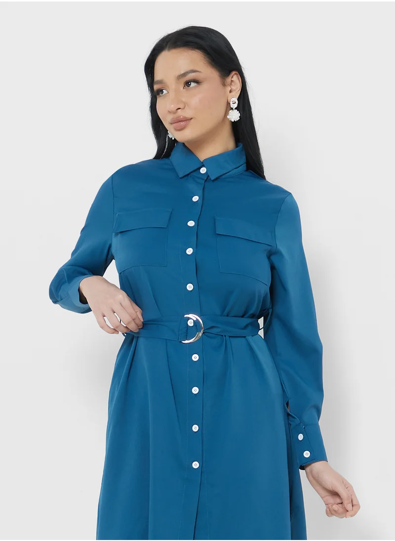 ايلا Belted Shirred Dress