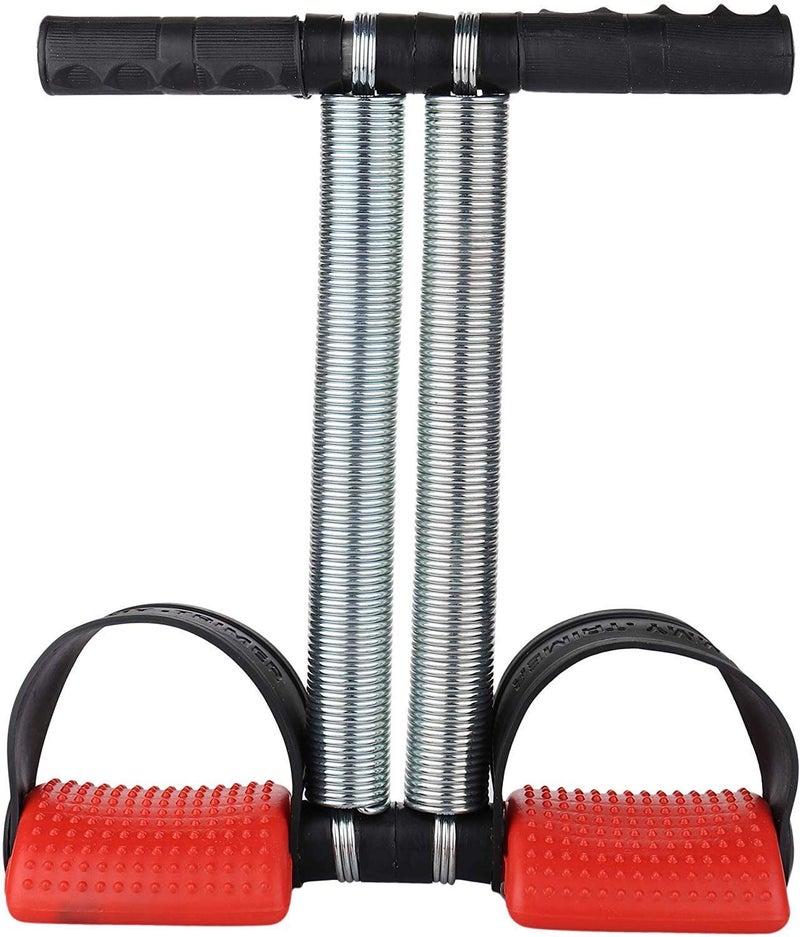 Shopeleven Professional Highly Elastic Steel Double Spring | Multipurpose Tummy Trimmer Ab Exerciser | Waist Exerciser | Abdominal Workout for Men & Women | belly fat exercise | Tummy fat burner | Home Gym Workout Equipment | Fitness Accessories (Pack of 1) Red - Image 1