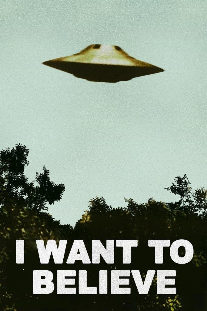 I Want To Believe UFO Artwork Alien TV Retro 90s Wall Decor Movie Poster The Truth is Out There I Believe Cool Wall Art Print 16x24