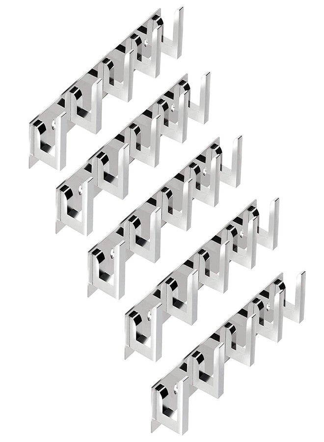 QUISTAL 5 Pin L Hook - Premium Glossy Clothes, Towel, Keys and Robe Hook Rail Wall, Door, Bedroom, Bathroom Steel Hook (Silver) (Pack of 5) - Image 2