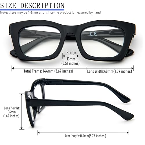 REAVEE 3 Pack Oprah Style Reading Glasses for Women Blue Light Blocking, Oversized Cute Square Computer Readers with Spring Hinge, Black 1.5 - Image 5