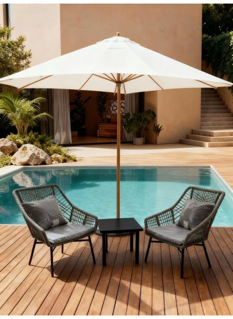 Broyhome 2+1 - Grey Rope Outdoor Balcony Chair Set with Black Table, Weather-Resistant Patio Furniture for Poolside, Garden & Villa, Luxurious & Comfortable Outdoor Seating - Image 1
