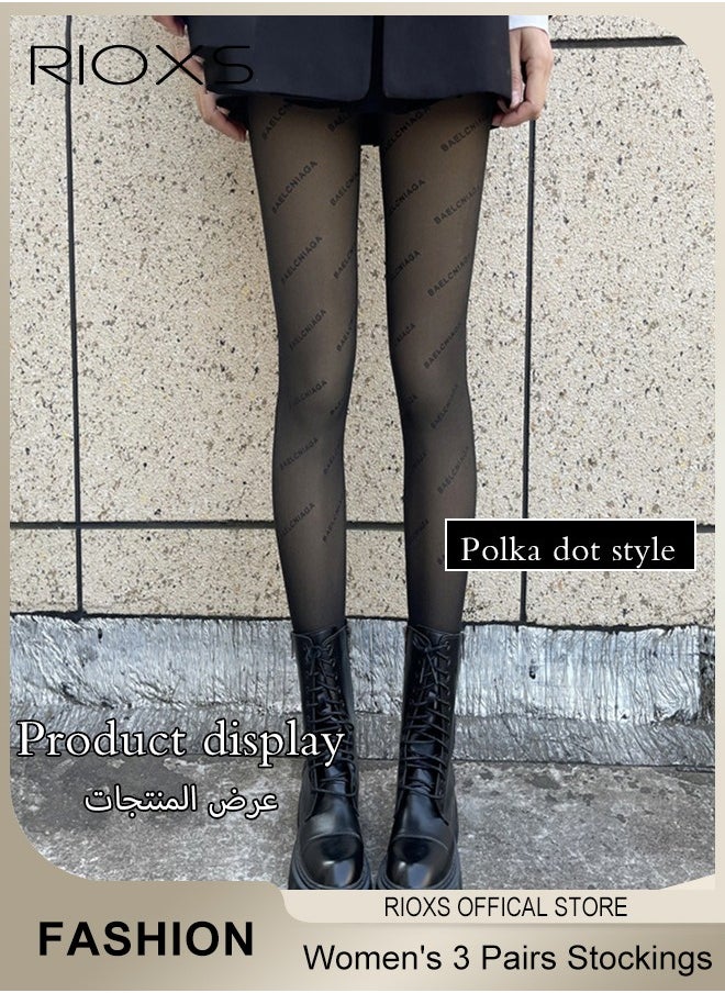 RIOXS - Women's 3 Pairs Thin Tights Opaque High Waisted Black Sheer Leggings Ultra-Thin Soft Stocking Pantyhose Hollow Stocks - Image 1
