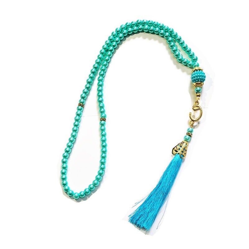 eManco Tasbih Muslim Prayer Beads, 33Pcs 10mm Faceted Glass Crystal Misbaha, Islamic Rosary with Tassel, Multi Colors， - Image 4