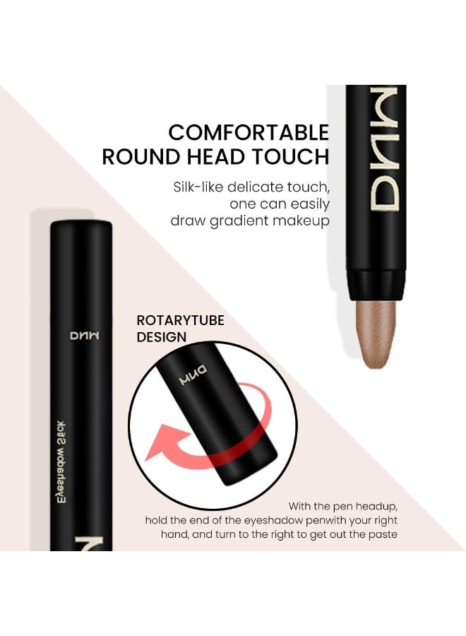 DNM 8Pcs Cream Eye Shadow Brightener Stick Makeup Set, Champagne Pearl Taupe Bronze Cocoa Stone Putty Smoky Amethyst Shimmer Matte Eyeshadow Eyeliner Pencil Applicator Stick Palette Makeup for Older Women - Image 3