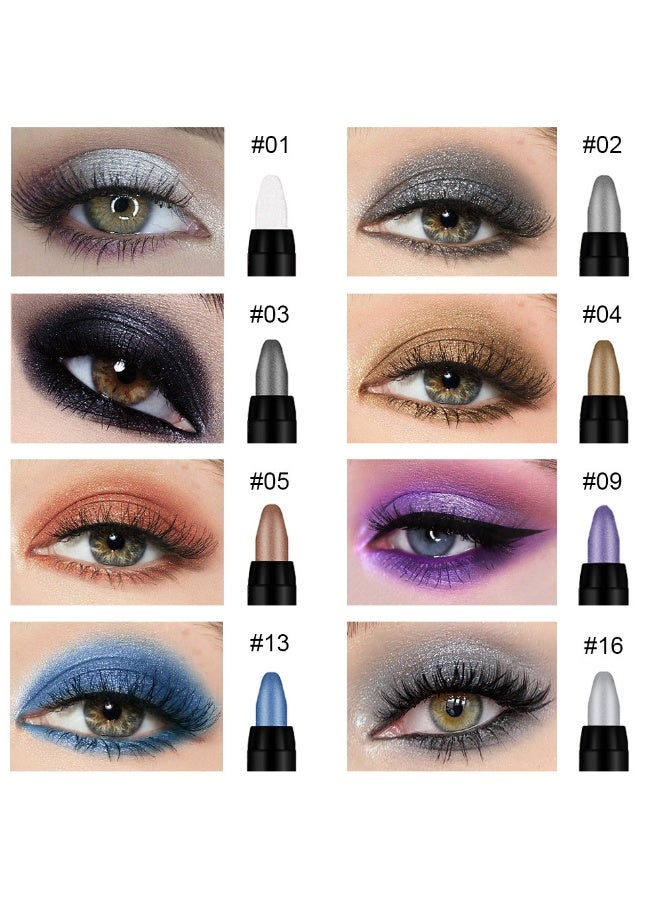 DNM 8Pcs Cream Eye Shadow Brightener Stick Makeup Set, Champagne Pearl Taupe Bronze Cocoa Stone Putty Smoky Amethyst Shimmer Matte Eyeshadow Eyeliner Pencil Applicator Stick Palette Makeup for Older Women - Image 2