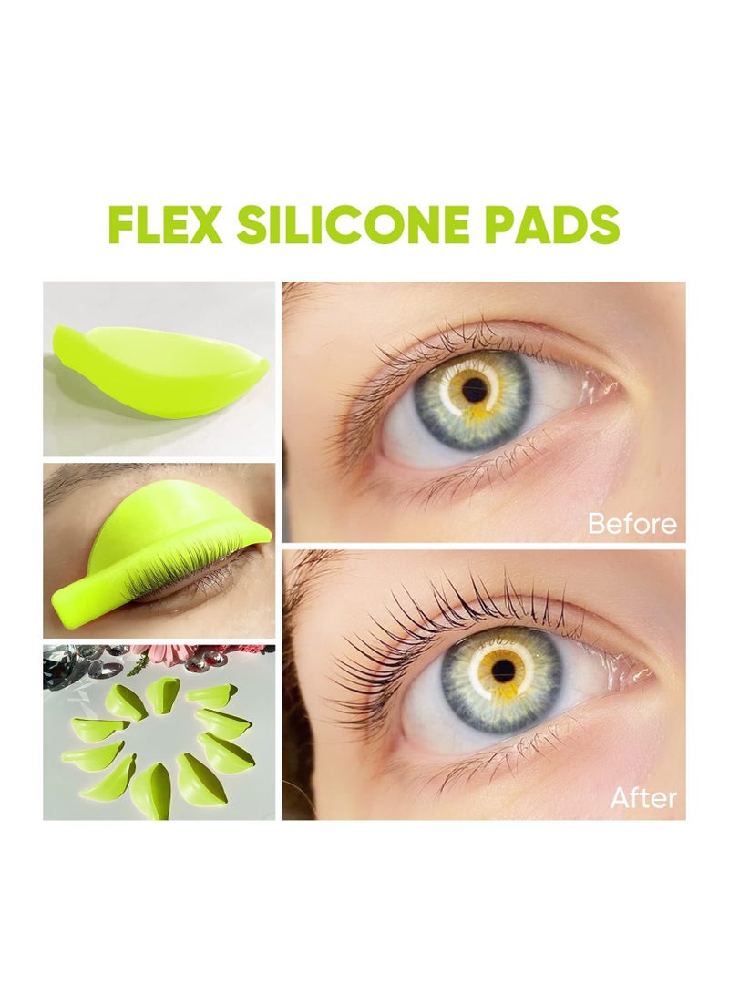 KASTWAVE 10 Pieces Eyelash Perming Curler Perm Pad Reusable Eyelash Perm Silicone Pads 5 Sizes Eyelash Lift Rods Makeup Beauty Tool for Different Length Eyelashes Lifting (Green) - Image 2