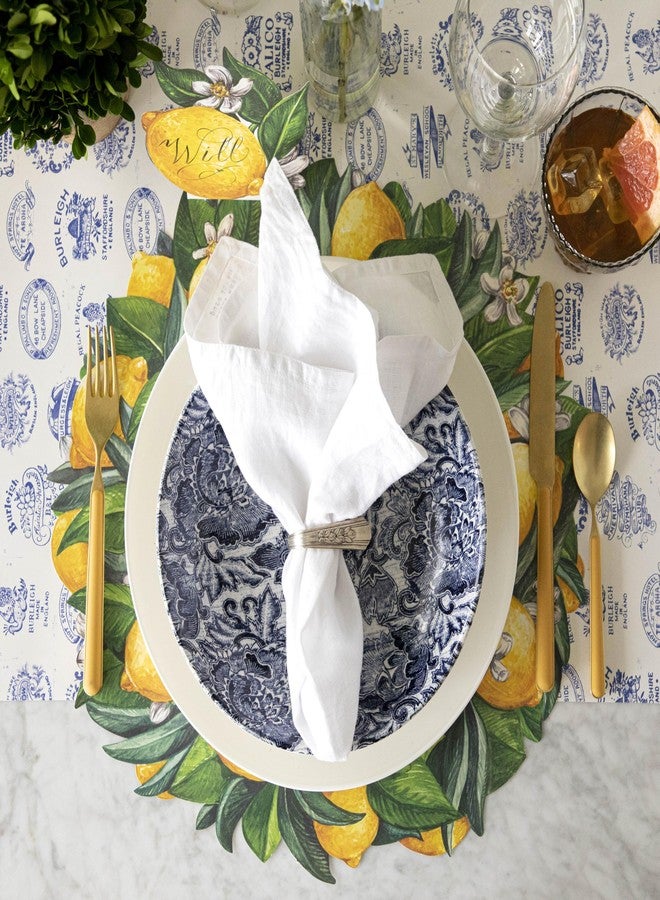 Hester & Cook Floral Paper Placemats for Dining Table - Round Lemon Wreath Disposable Placemats for Spring Summer Season - 12 Sheets Per Pad American Made - Image 4