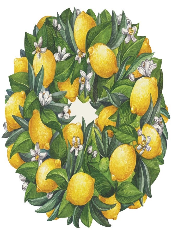 Hester & Cook Floral Paper Placemats for Dining Table - Round Lemon Wreath Disposable Placemats for Spring Summer Season - 12 Sheets Per Pad American Made - Image 2