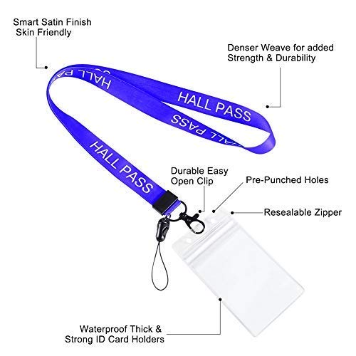 Melife 6 Pack Hall Pass Lanyards, School Passes for Classroom, hallpass for Bathroom, Library, Office. Blue - Image 2