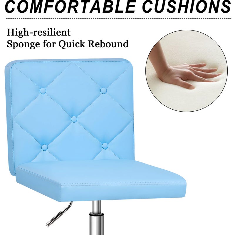 VECELO PU Leather Mid-Back Armless Vanity Chair Adjustable Height 360Â° Rolling Swivel for Home Office Work - Image 3