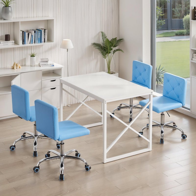 VECELO PU Leather Mid-Back Armless Vanity Chair Adjustable Height 360Â° Rolling Swivel for Home Office Work - Image 5