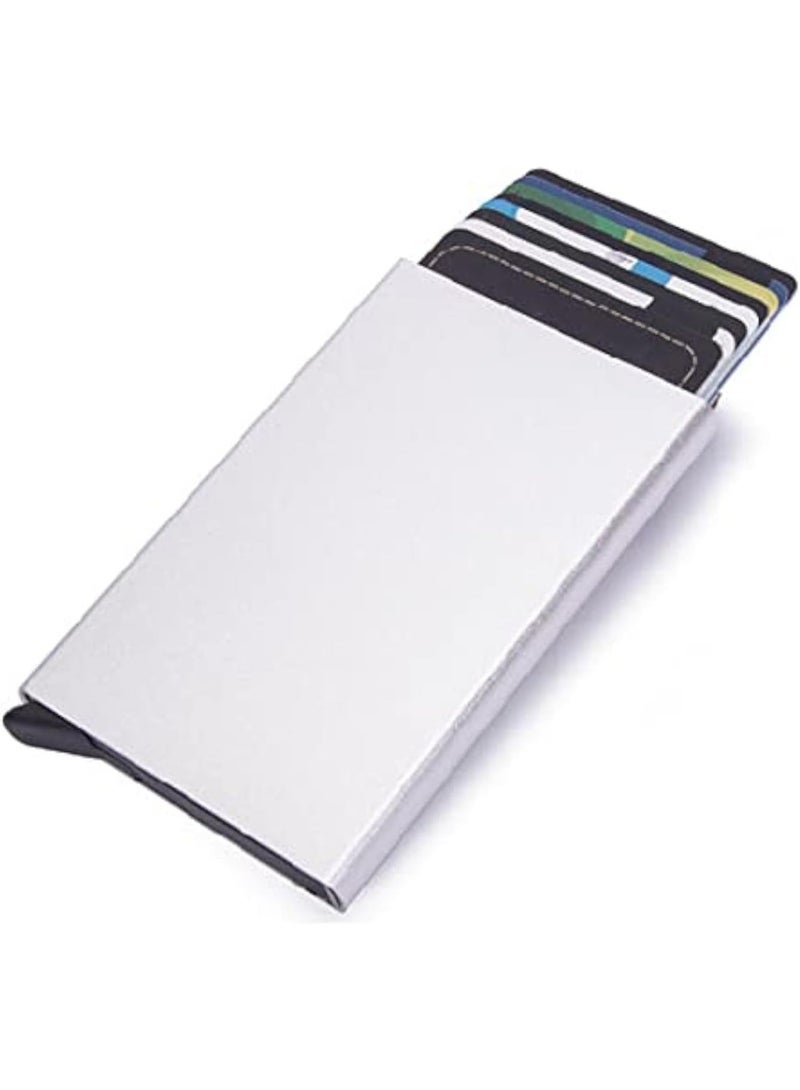 Aluminum RFID Blocking Wallet, Slim Metal Credit Card Holder Hard Case, Compact Card Organizer, 11 x 6 cm -silver - Image 1