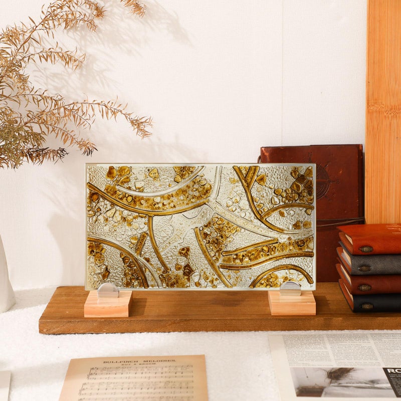 Kathfly 4 Pcs Mini Wood Adjustable Glass Display Stands Easel for Glass Art Creations Stained Ceramic Tiles Plaques for Picture Collectibles Ceramic Tiles Photo Office Trade Show Office or Home - Image 4