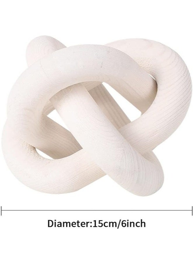 كيلا ديكور طاولة قهوة مصنوعة يدويًا من سلسلة خشبية مكونة من 3 عقد خشبية منحوتة يدويًا لغرفة المعيشة وغرفة النوم باللون الأبيض - Image 3