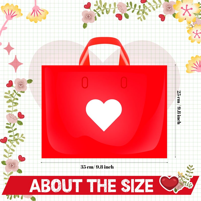 Wesnoy 48 Pcs Valentine's Day Plastic Shopping Bags Bulk 10 x 13'' Large Gift Bags with Handle Valentines Gift Bag Heart Reusable Shopping Bag for Galentines Valentine Party Supplies (White) - Image 3