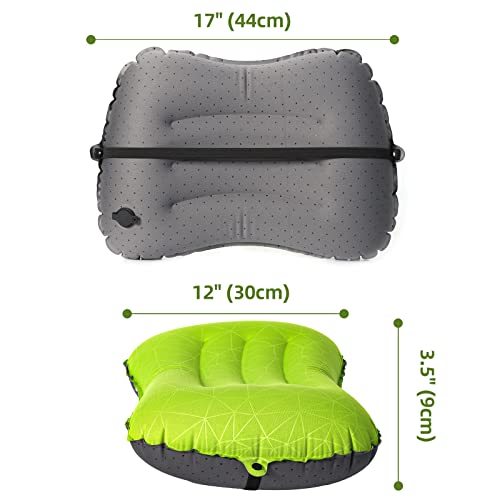 Crisonky Camping Pillow - Inflatable Pillow - Travel Pillows for Backpacking & Airplane, Lumbar Support 2.0 Blow Up Pillow, Ultralight Compressible, Comfortable, Ergonomic Pillows (Light Grey) - Image 4