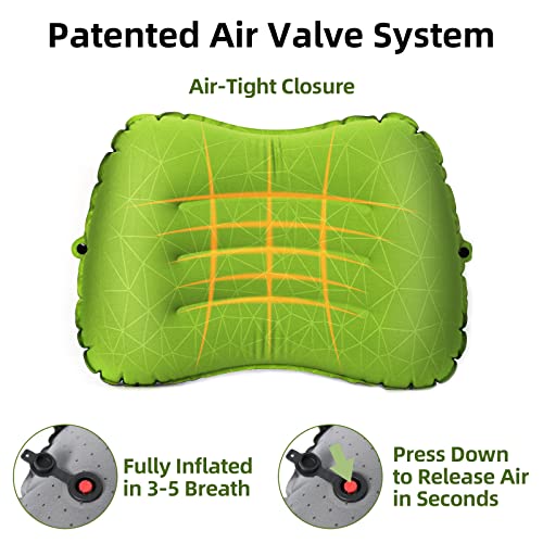 Crisonky Camping Pillow - Inflatable Pillow - Travel Pillows for Backpacking & Airplane, Lumbar Support 2.0 Blow Up Pillow, Ultralight Compressible, Comfortable, Ergonomic Pillows (Light Grey) - Image 2