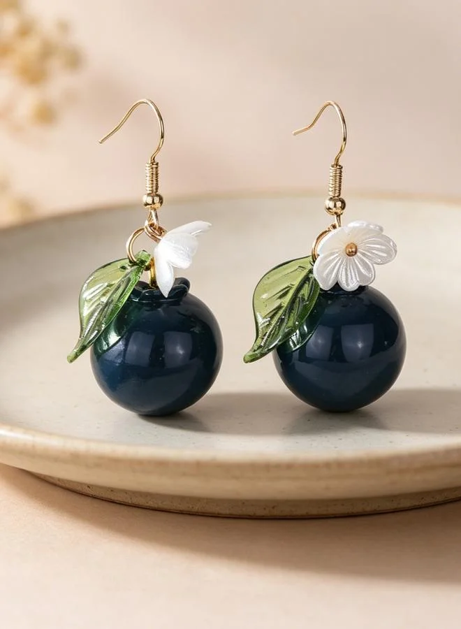 تايك تو Girls Berry Drop Earrings with Floral Accent