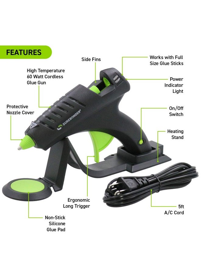 Surebonder - Cordless Hot Glue Gun, High Temperature, Full Size, 60W, 50% More Power Sturdily Bonds Metal, Wood, Ceramics, Leather & Other Strong Materials (Specialty Series Cl800F) - Image 1