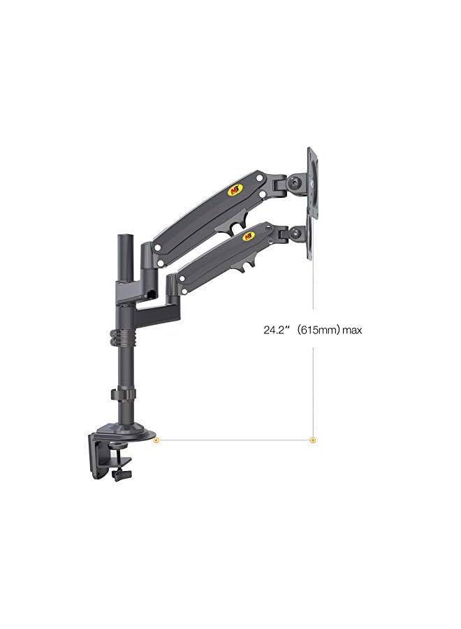 Zaboon North Bayou Dual Monitor Desk Mount Stand Full Motion Swivel Computer Monitor Arm Fits 2 Screens up to 32'' with Load Capacity 4.4~26.4lbs for Each Monitor H180-B  - Image 5