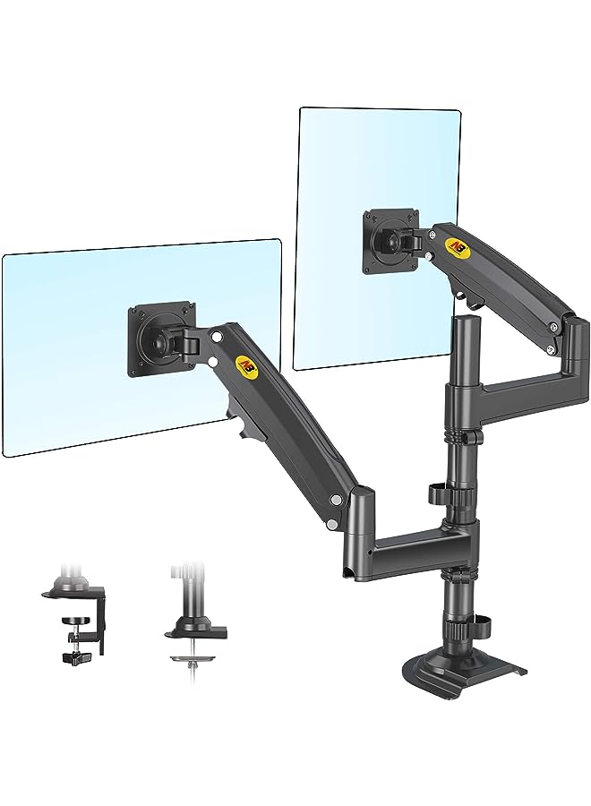 Zaboon North Bayou Dual Monitor Desk Mount Stand Full Motion Swivel Computer Monitor Arm Fits 2 Screens up to 32'' with Load Capacity 4.4~26.4lbs for Each Monitor H180-B  - Image 1
