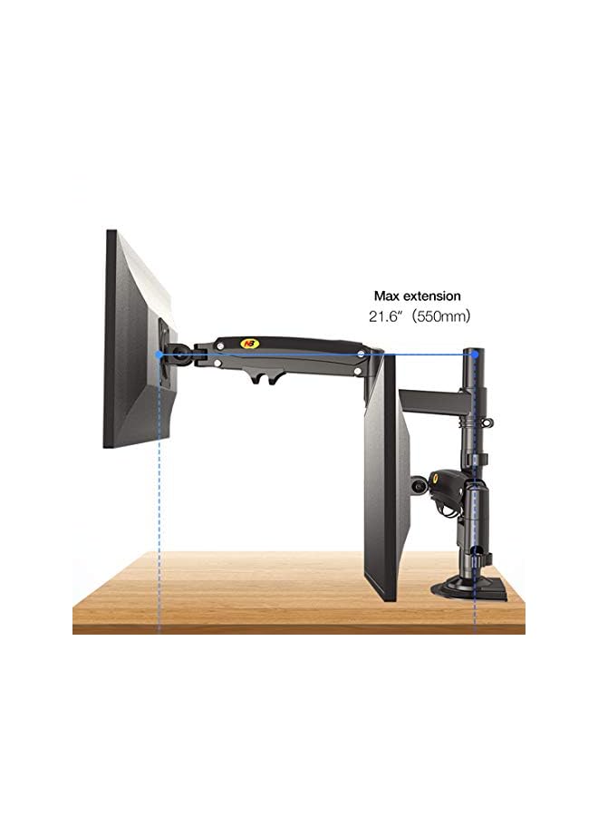 Zaboon North Bayou Dual Monitor Desk Mount Stand Full Motion Swivel Computer Monitor Arm Fits 2 Screens up to 32'' with Load Capacity 4.4~26.4lbs for Each Monitor H180-B  - Image 3